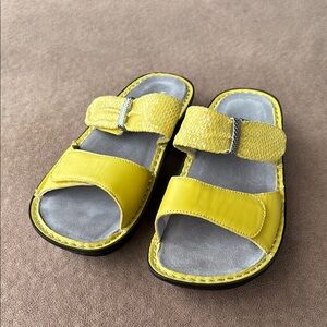 Alegria Yellow and Gray Sandals with Padded Insole